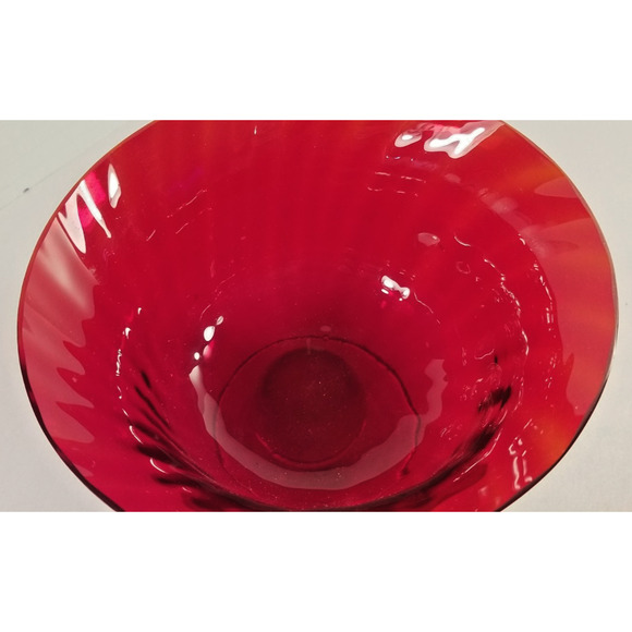 Vtg Ruby Red Large Hand Blown Glass Footed Pedestal Compote Candy Bowl - Picture 7 of 8